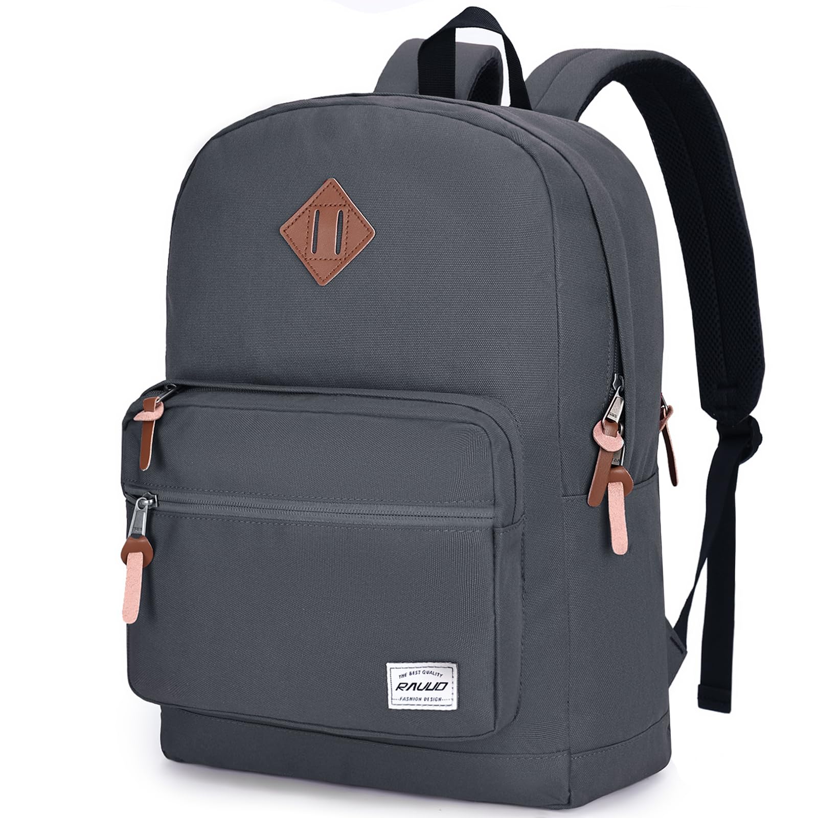 RAVUO School Backpack for Men, Water Resistant Travel Backpack 15.6 Inch Laptop Backpack Rucksack College Book Bag with Two Bottle Pockets