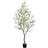 LYERSE Olive Trees Artificial Indoor - Faux Olive Tree 6ft - Fake Olive Tree with Olive Branches and Lifelike Fruits - Artificial Olive Tree for Modern Home Office House Living Room Decor Indoor