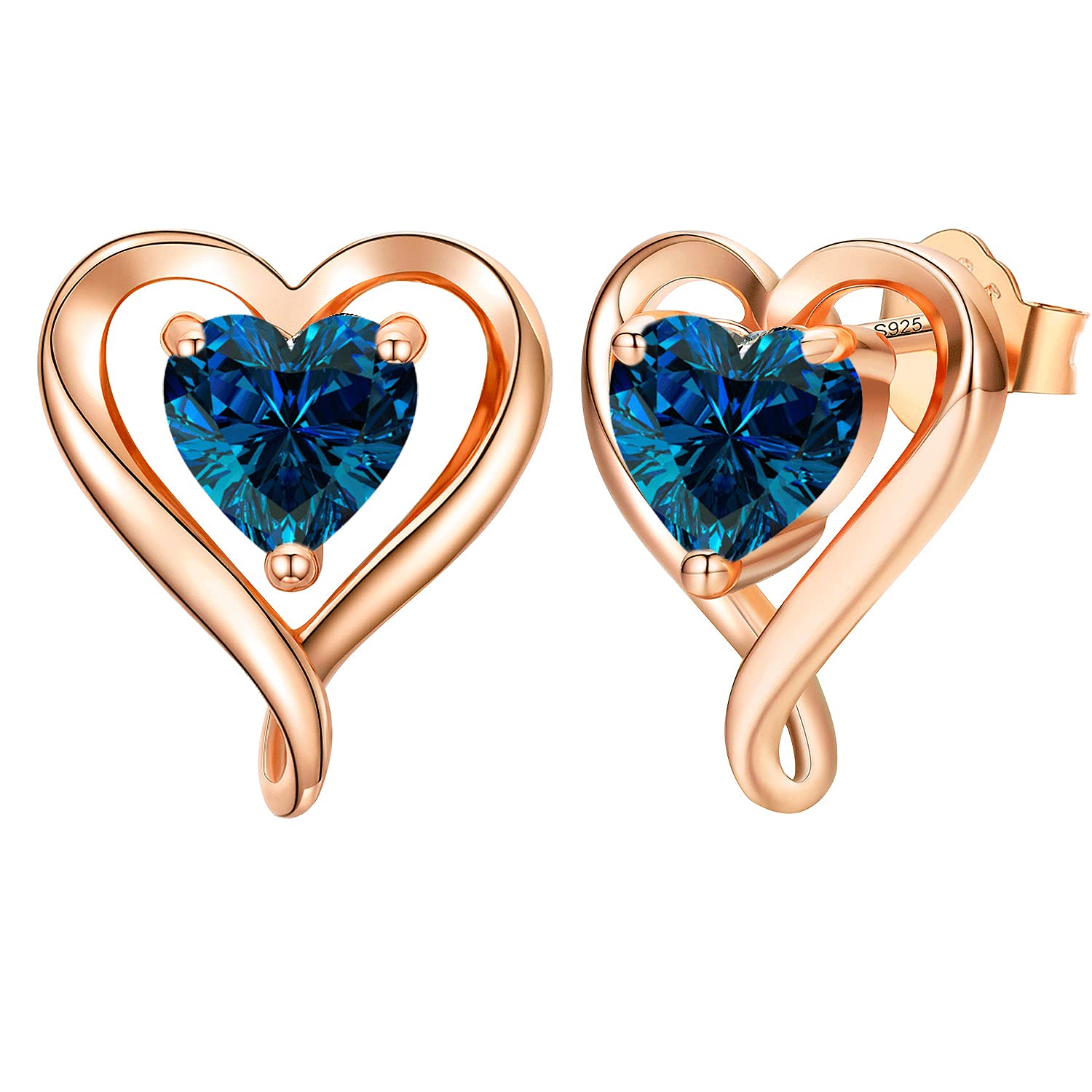 LAVUMO Earrings for Women 925 Sterling Silver/Brass Stud Heart Earrings Hypoallergenic Jewellery Birthday Anniversary Christmas Valentines Gifts for Women Girlfriend Wife