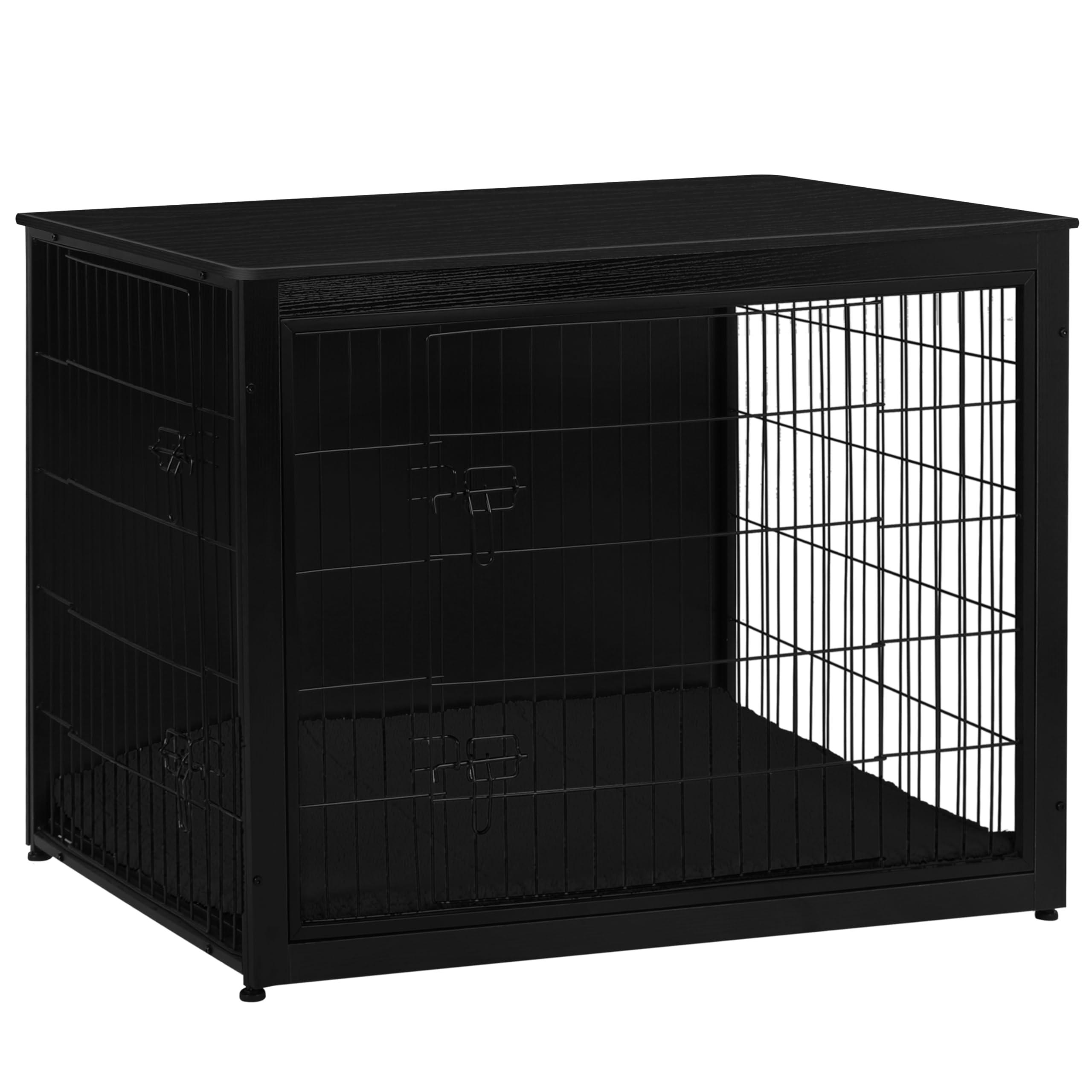 Photo 1 of ***FINAL SALE/NO RETURN, VIEW NOTES*** DWANTON Dog Crate Furniture with Cushion, Wooden Kennel Table with Double Doors, Indoor Dog House, Extra Large Size, 43.3" L, Black