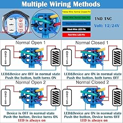 DMWD 2pcs 22MM Momentary Push Button Switch 12V-24V