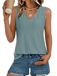 AUTOMET Women Summer Tank Top Eyelet Embroidery