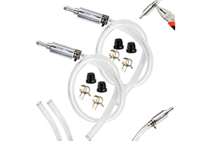 QEJ Universal Brake Bleeder Hose Kit with One-Way Check Valve – Anti-Backflow Soft Tube Set for Car, Motorcycle, ATV & Scooter Hydraulic Brake/Clutch System, Includes Screw Caps & Spring Clamps (2 Pack)
