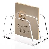 YUXUN Acrylic Mail Organizer for Desk, 2 Compartments | Letter &amp; Document Holder with Non-Slip Base, Small File Holders for Bills, Letters, Envelopes, Business Cards