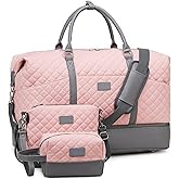 Weekender Bag, Large Travel Duffel Bag for Women, Carry on Overnight Bag with Shoe Compartment and Toiletry Bags