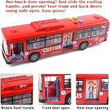Cemirk Red Bus Toy with Lights Sounds Friction Powered Realistic Doors view 4