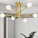 Phaosio 6-Light Sputnik Chandelier Gold, Mid-Century Modern Ceiling Light Fixture for Dining Room, Kitchen, Living Room, Bedr