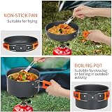 Lixada Camping Cookware Kit 10 Piece Nonstick Set Pot Pan Cups Fork Spoon Kettle view 6
