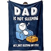 GoMelley Funny Birthday Gifts for Dad Husband, Dad is Not Sleeping Blanket, Dads Gifts from Daughter Son, Super Soft Throws Blanket for Couch and Napping, 60" x 50" (Blue)