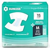 SUNKISS TrustPlus Adult Diapers with Maximum Absorbency, Unisex Disposable Incontinence Briefs with Tabs for Men and Women, Odor Control, Medium, Previously S/M, 15 Count