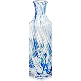 MOLIMAO Blue and White Swirl Art Glass Vase, Ideal for Home, Office, Wedding Decor, Centerpieces and Table Arrangements 10 inch