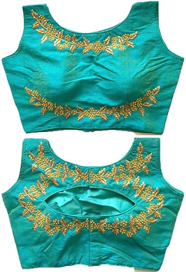 Women's Multicolor Necklace Style Maggam Work Zardosi Work Readymade Blouse For Saree Blouse And Lehenga Choli