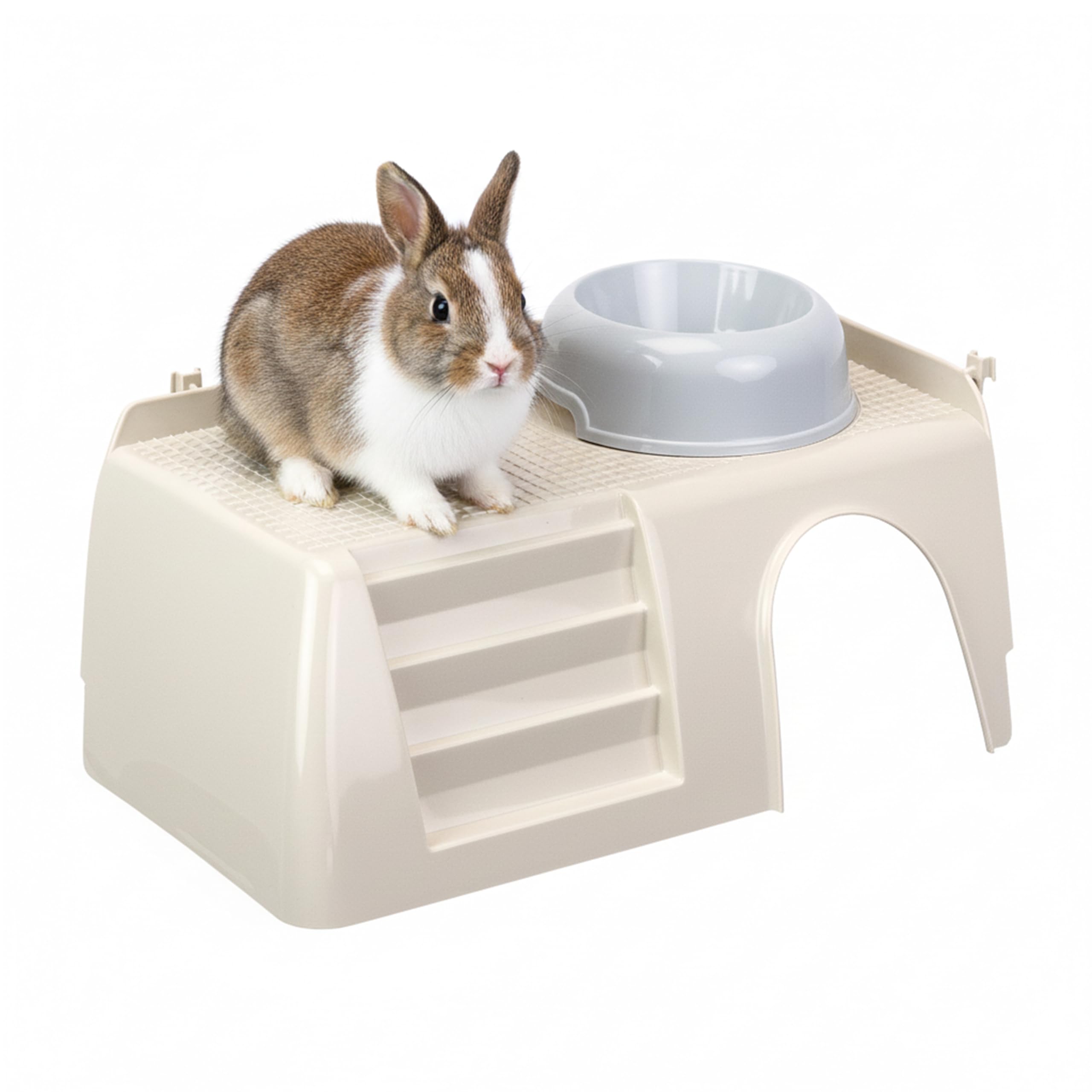 Ferplast Plastic house rabbits guinea pigs rodents cages PUB 3252 bowl steps door