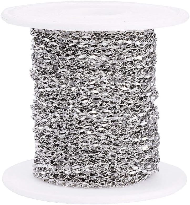PandaHall Elite about 10m/Roll 304 Stainless Steel 4.5mm Twisted Chains