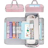 Carrying Case Fits for Cricut Maker 4/Maker 3/Explore 5/4/3/Explore Air 2 | Large Travel Opening Storage Bag for Cutting Mat, Tools Accessories and Supplies, Gray&amp;Pink