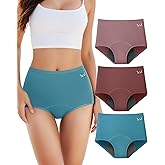 TANSTC Period Underwear for Women Heavy Flow Leakproof Panties Soft Fit Teens High Waisted Menstrual Panties-3 Pack