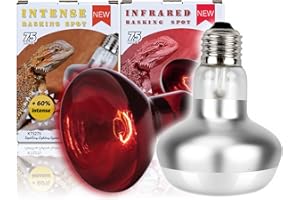 ReptiKing Reptile Heat Lamp, 2 Pack 75W Intense and Infrared Basking Bulbs Light for Reptiles, UVA Daylight Night Red Basking Light for Bearded Dragon, Lizard, Gecko,Reptile Heat Bulb