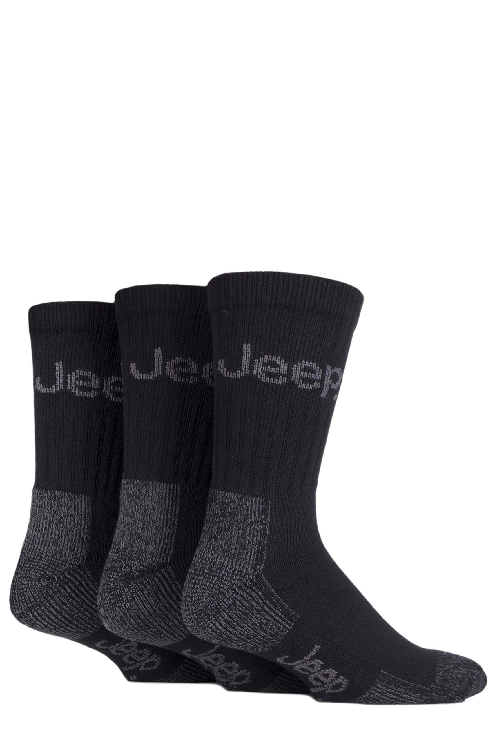 Jeep Men's JM273 3 Pair Luxury Terrain Socks Black (2) 6-11