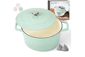 Ciwete 6 QT Dutch Oven Pot with Lid, Enameled Cast Iron Dutch Oven for Bread Making, Braiser, Cooking, Dual Handles, Oven Saf