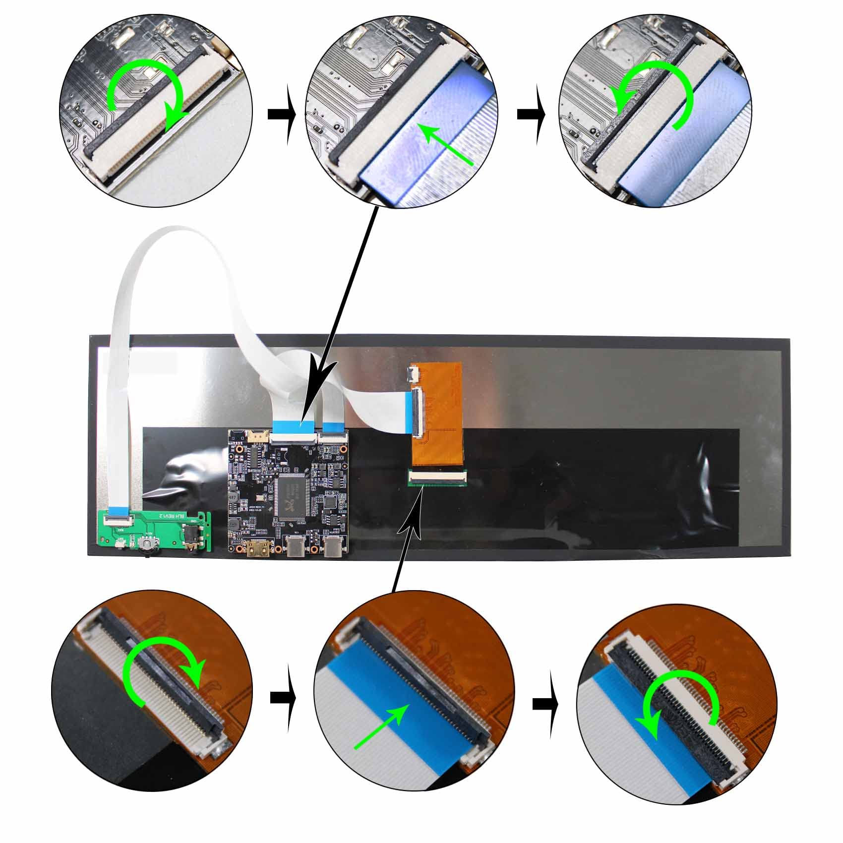 VSDISPLAY 14.5 Inch 2560x720 2K LCD Screen VS145T-001T Display Panel with USB-C LCD Driver Board VS-AP2K for DIY Game PC Work Bar Display Panel