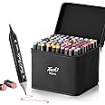 80 Colors Alcohol Markers, Dual Tips Alcohol Markers Chisel & Fine, Alcohol-Based Art Marker, Marker for Drawing Painting Card Making Coloring Book, Gift for Adults Kids Beginner - Black Barrel