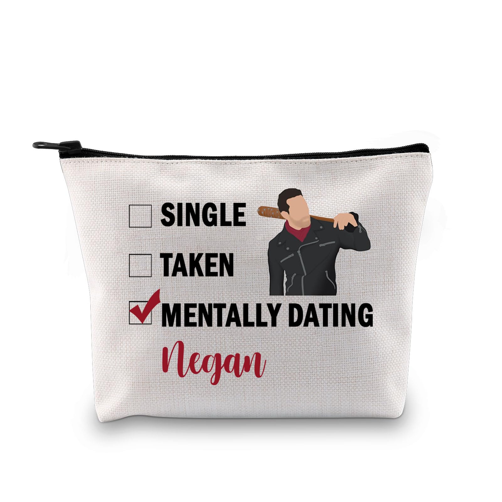 PYOUL Zombie TV Show Inspired Gift Mentally Dating Negan Makeup Bag Negan Fan Cosmetic Bag Negan Merch (Mentally Dating Negan Bag)