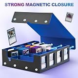 UAONO Trading Card Storage Box 2400+ MTG Deck Box 4 Top Loader Black Blue view 7