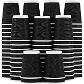 Lamosi Disposable Coffee Cups 8 oz 100 Pack, Paper Coffee Cups 8 oz for Hot Drinks or Cold Beverages, Insulated Corrugated Ripple Wall Cup for Office, Cafe, Home or Travel