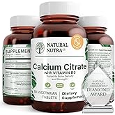 Natural Nutra Calcium Citrate with Vitamin D3, Supplement for Bone Strength, Promotes Muscle Movements & Done Health, Boost Heart Health, Strengthen Bone Density, Ideal for Active Seniors, 60 Tablets