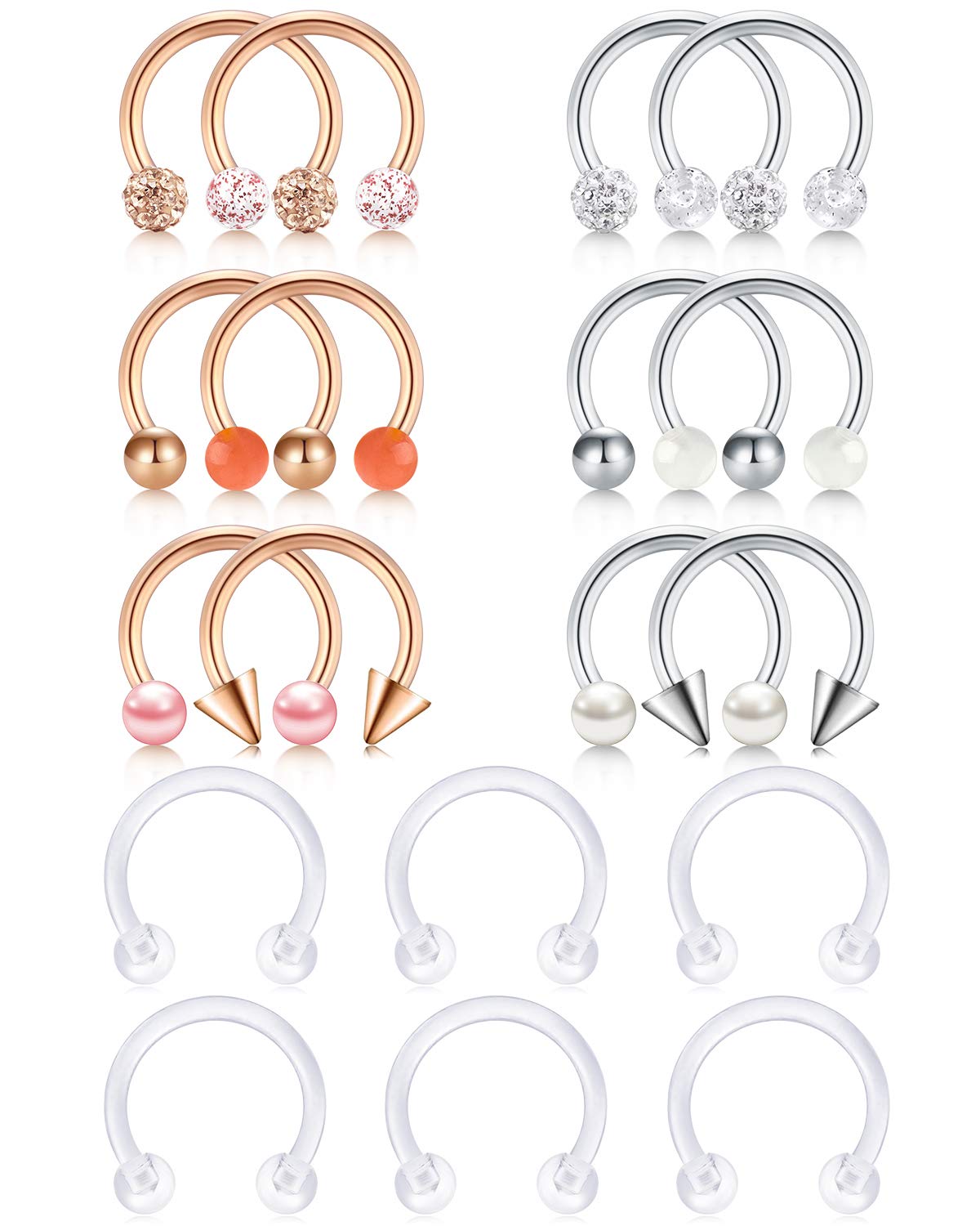 LAURITAMI Septum Rings Surgical Steel 10mm 16G Clicker Hinged Segment Horseshoe Helix Cartilage Daith Tragus Hoop Earrings Piercing Jewellery