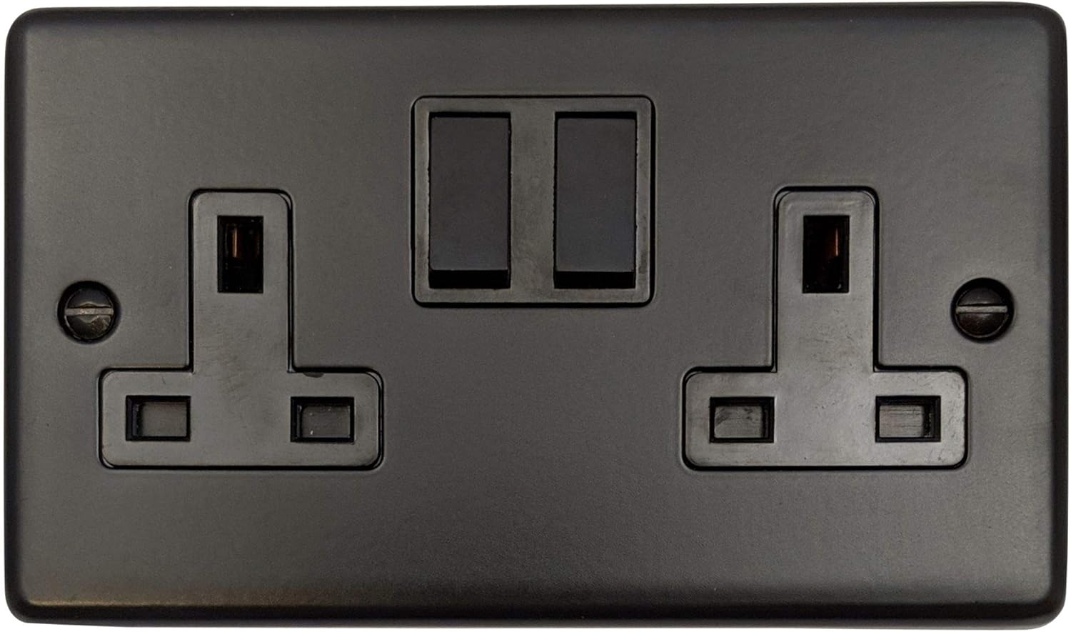 Matt Black Double Socket (Black Switch) - CFB10B