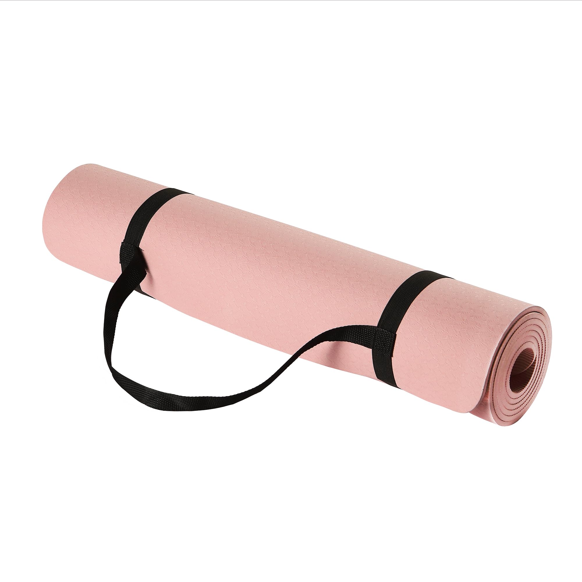 Photo 1 of Amazon Basics 0.25 inch Thick TPE Exercise Yoga Mat with Carrying Strap, Rose