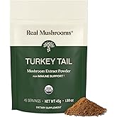 Real Mushrooms Turkey Tail Mushroom Powder – Organic Mushroom Extract for Daily Wellness Gut Harmony, & Energy Support with Beta Glucans – Vegan, Non-GMO, 45 Servings Functional Supplement