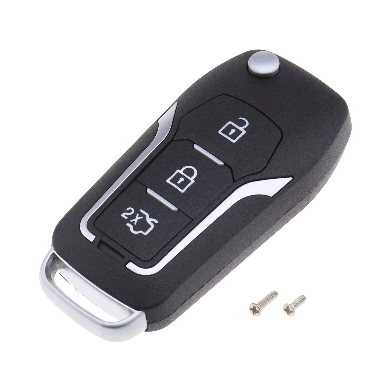 Create idea 3-button Car Remote Folding Key Fob Case Replacement Shell HU101 Key Blank Compatible with Fiesta Mondeo Focus with Screws