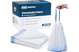 AWD MEDICAL Commode Liners - Adults Commode Bag Compatible with Most Toilets - Portable Commode Liners for Home, Hospital, Travel, & More - Disposable Bedside Toilet Liner Bags for Adult Potty Chair - 125-Pack