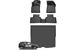 Wayhigh-for Volvo XC40 2019-2025 (Not for Recharge) All Weather Floor Mats and Cargo Liner Set TPE Car Mats Waterproof Heavy Duty Rubber Floor Liners XC40 Accessories