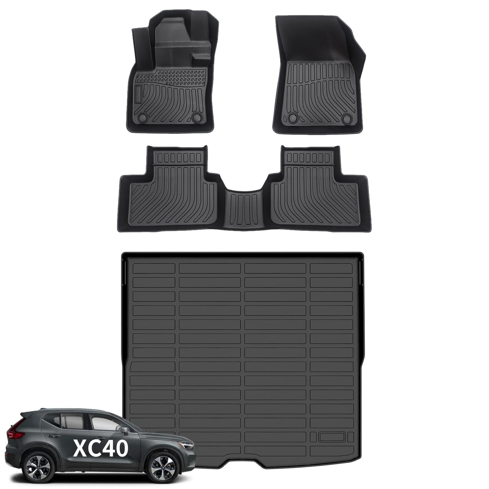 Photo 1 of Wayhigh® Floor Mats & Cargo Liner for Volvo XC40 2019-2026 (Not for Recharge), All Weather TPE Car Mats Waterproof Heavy Duty Floor Liners, Floor Mats Custom Fit for XC40 Accessories