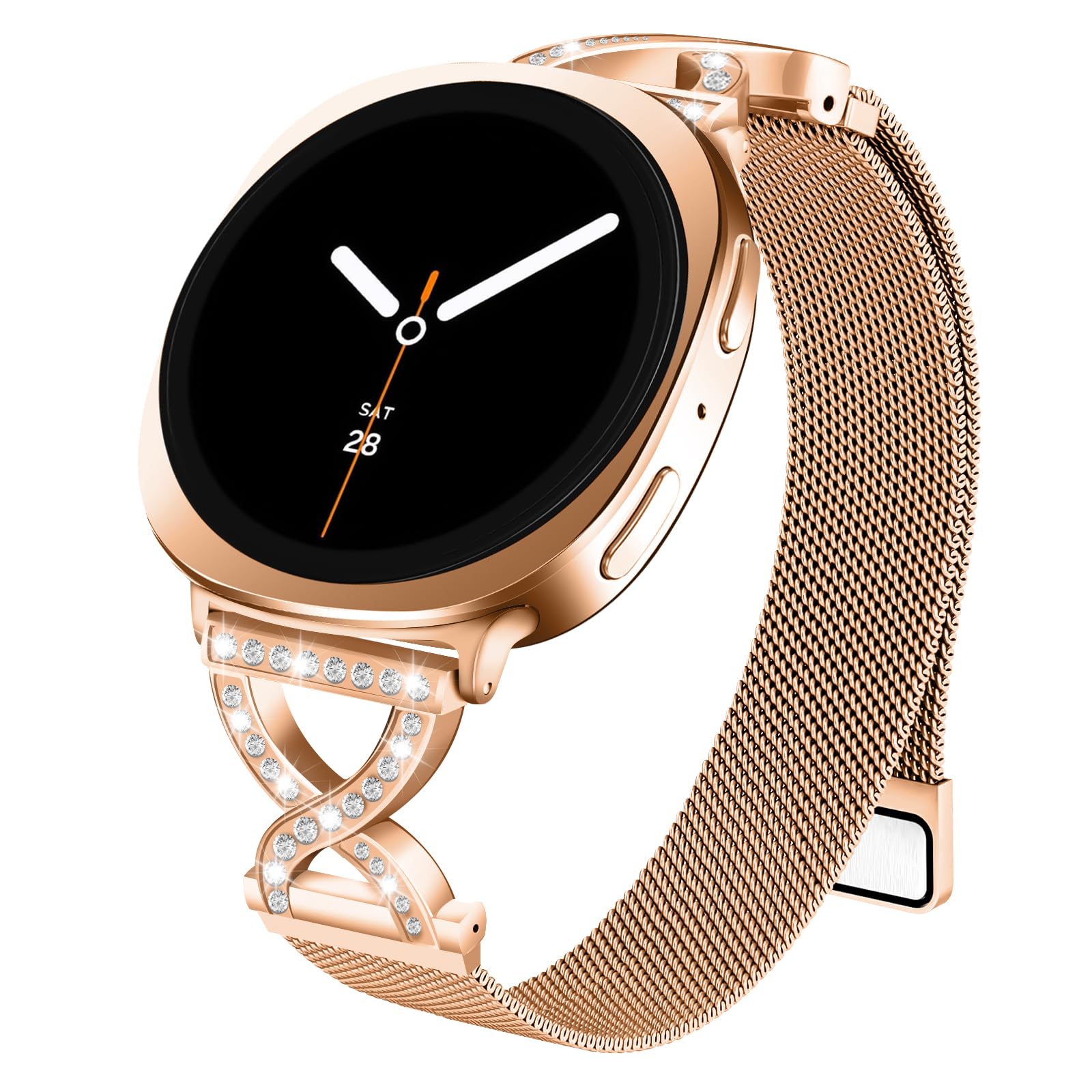 Photo 1 of HAYONLIY Metal Magnetic Band Compatible with Samsung Galaxy Watch 8 40mm 44mm/Galaxy Watch 8 Classic 46mm,Stainless Steel Dressy Mesh Loop with X-Shape Diamond Women Men