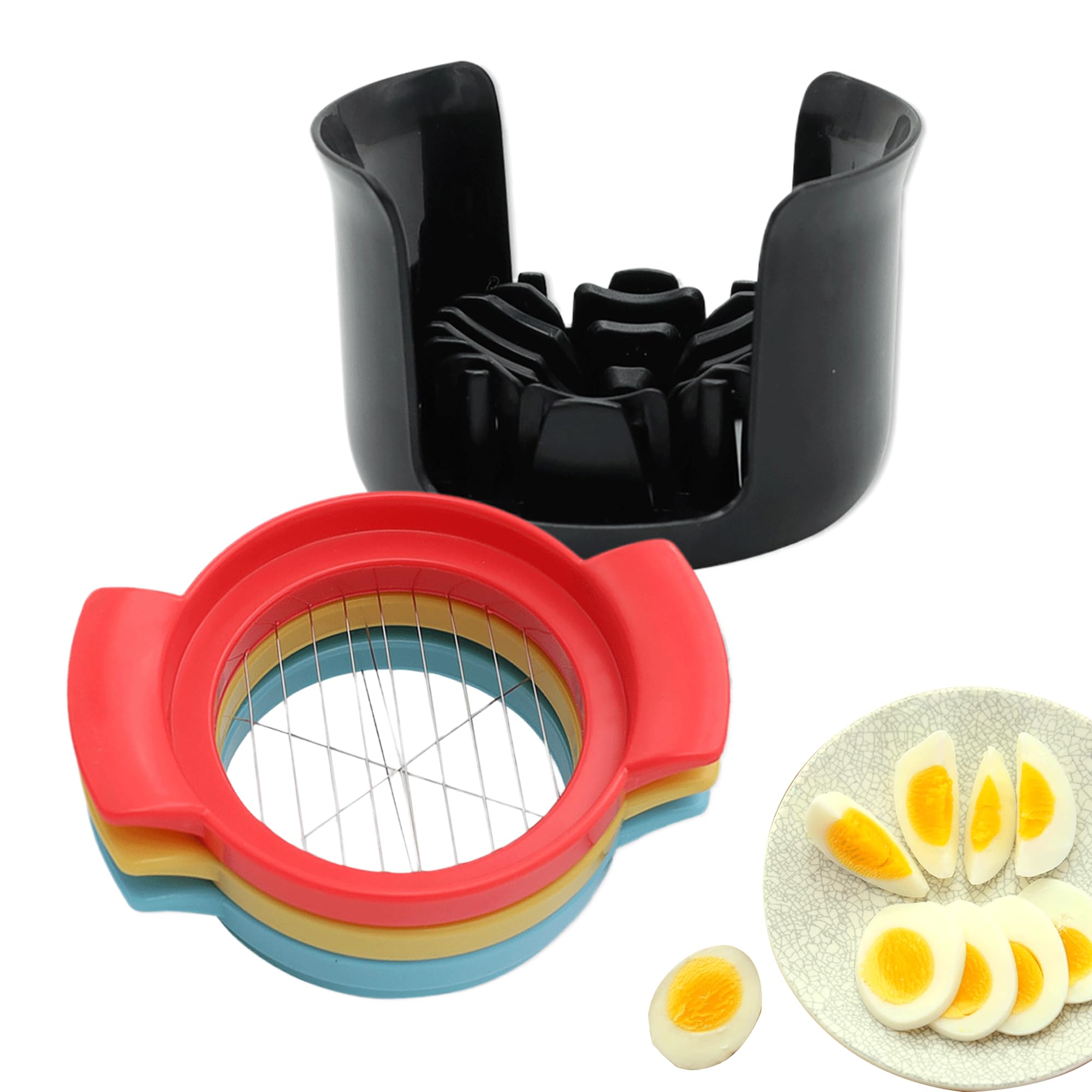 3 in 1 Multifunctional Wedge Egg Slicer - Efficient Sturdy Construction for Hard Boiled Eggs, Fruit, Tomatoes, Mushroom