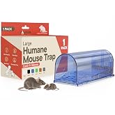 Campior Humane Mouse Trap Pack of 1, Live Mouse Traps Catch and Release for Indoors &amp; Outdoors, Pet &amp; Child Safe, 7.87" Reusable Plastic Mouse Cage with Spring Door, Cleaning Brush Included, Blue