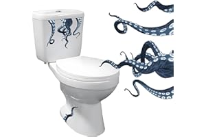 wongdong Octopus Kraken Tentacles Toilet Lid Decal Wall Stickers, Blue Sea Monster Design Wall Decals, Peel and Stick Bathroom Decorative Sticker (Navy)