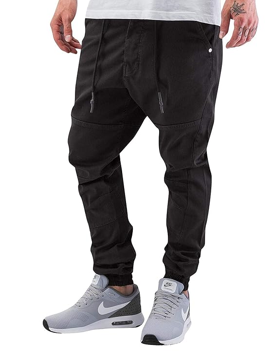 Just Rhyse Börge Herren Stretch Cargo Chino Hose Loose Fit schwarz