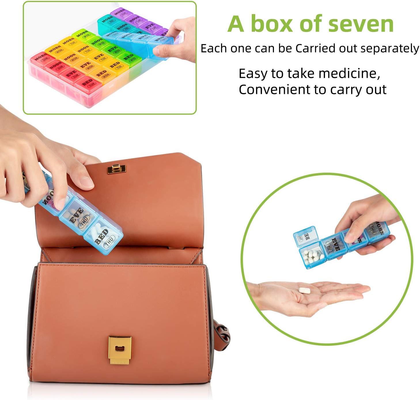 XL Pill Boxes 7 Day 4 Times a Day, Weekly Pill Box Organiser Large Daily Dossett Pill Box 7 Day 28 Compartments - Image 4