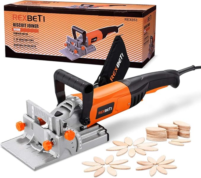 REXBETI Wood Biscuit Plate Joiner Kit with 4 Inch Tungsten Carbide