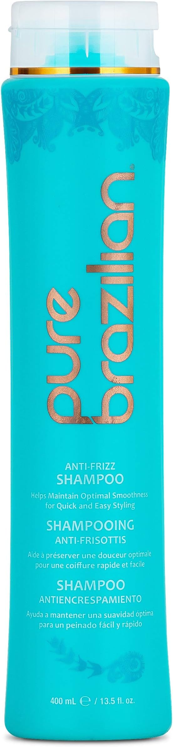 Pure Brazilian - Anti Frizz Daily Shampoo - Salt-Free, Color Safe, With Keratin, Argan Oil, and Acai (13.5 Fl. Ounces / 400 Milliliter)