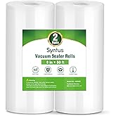 Syntus Vacuum Sealer Bags, 2 Rolls 8" x 50' Commercial Grade Bag Rolls, BPA Free Food Vac Bags for Storage, Meal Prep or Sous Vide