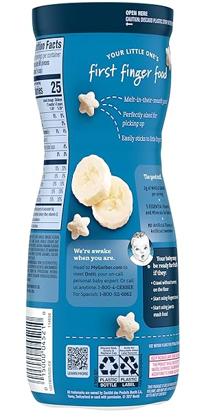 GERBER STAGE 3 BABY SNACKS, BANANA PUFFS, PUFFED GRAIN SNACK, BABY LED FEEDING, IRON & CHOLINE, PUFFS SNACKS FOR BABIES