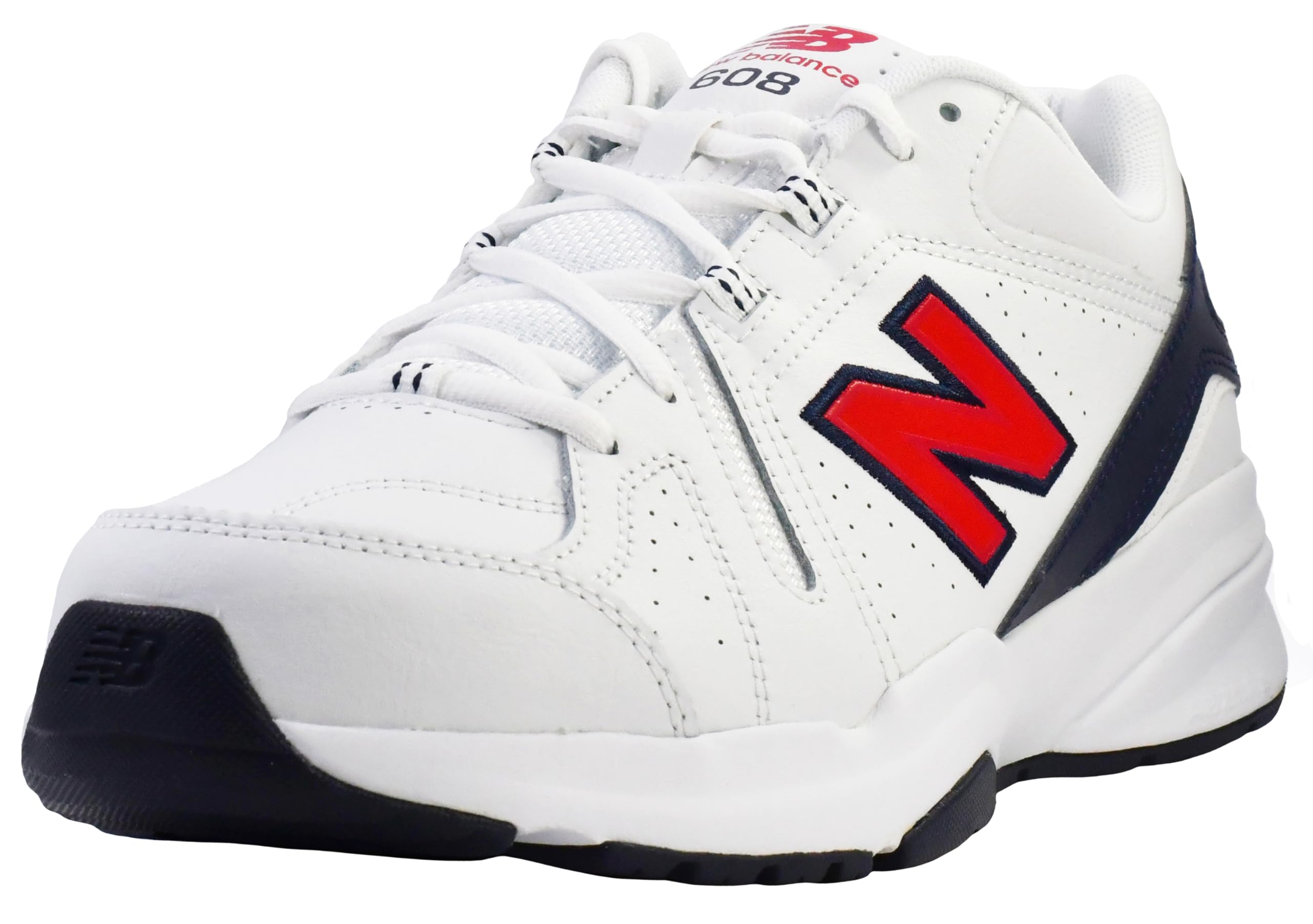 New Balance Men's 608 V5 Casual Comfort Cross Trainer, White/Red, 7.5 Image