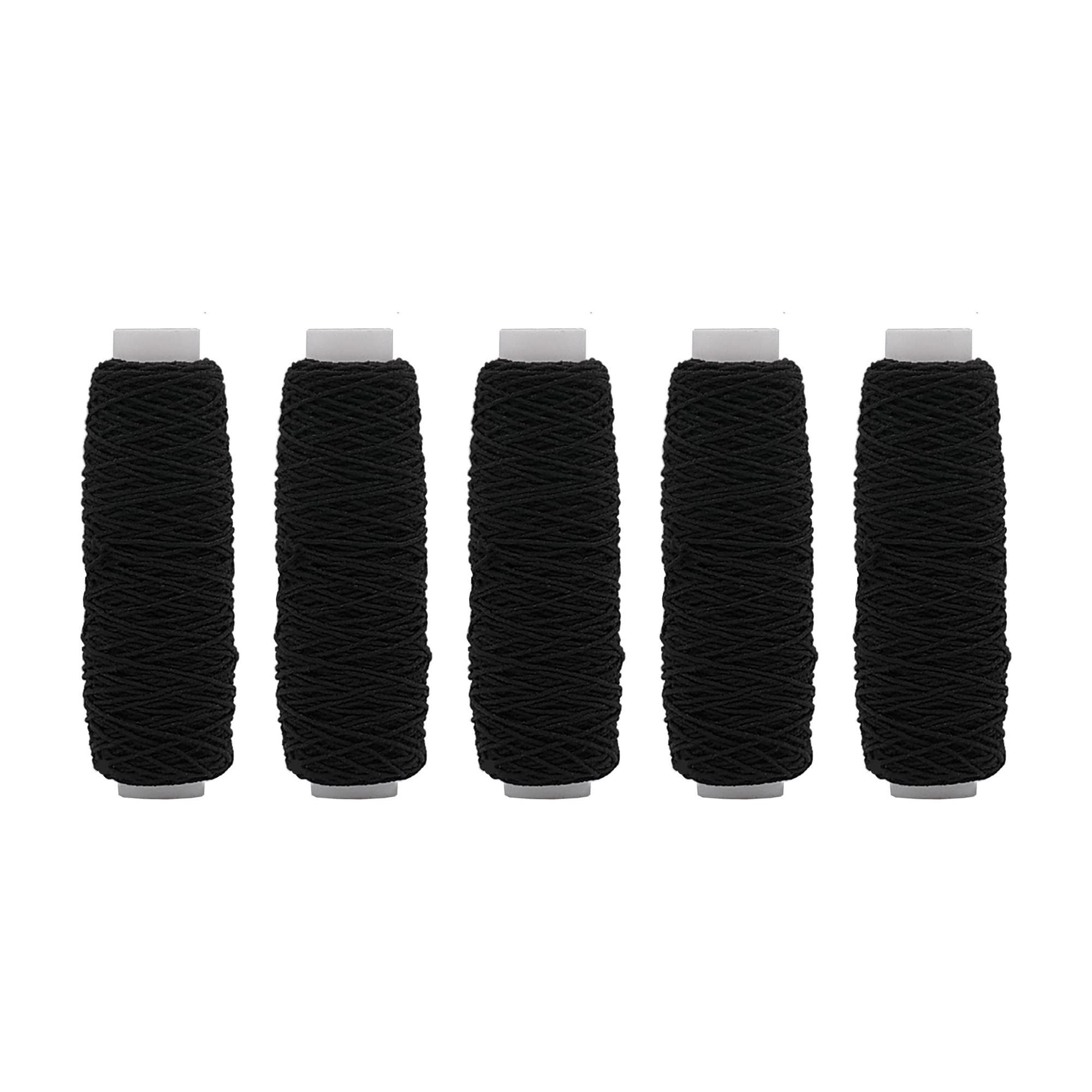 20m Spool Shirring Elastic Stretch Cord, Sewing, Dress making, Haberdashery (Black, Pack of 5)