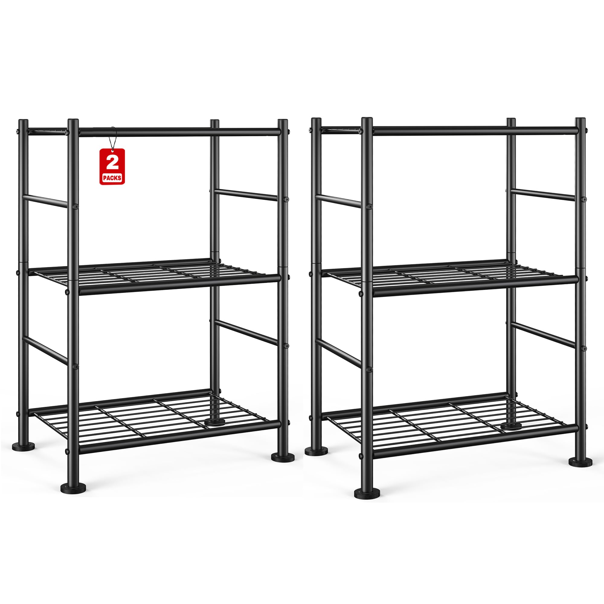 Photo 1 of ***MISSING PIECES -SELLING AS INCOMPLETE*** Sakugi 1-Pack Storage Shelves - 3-Tier Metal Wire Shelf Organizer, Slim Shelf Rack with Adjustable Feet for Laundry Room, Kitchen, Garage Organization, 18.2" x 12.3" x 30.4", Black
